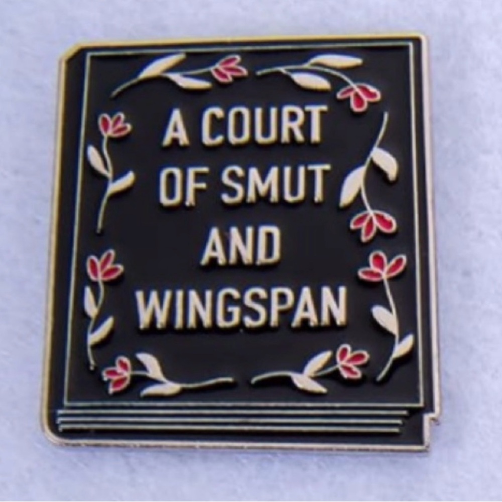 NEW Enamel Pin “A Court of Smut & Wingspan” Book Literature Reading Black